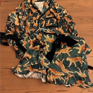 Leopard Print pajamas with Hunter Green Accents